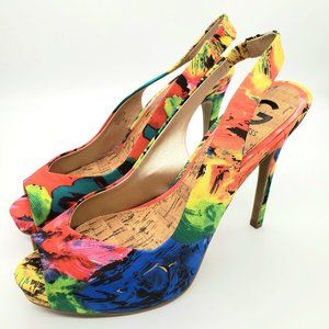 Guess Vivee 2 Womens Sz10 Multicolor Platform Heel
